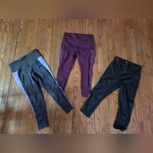 Tangerine, All In Motion, And Fabletics Black, Purple, and Gray Leggings